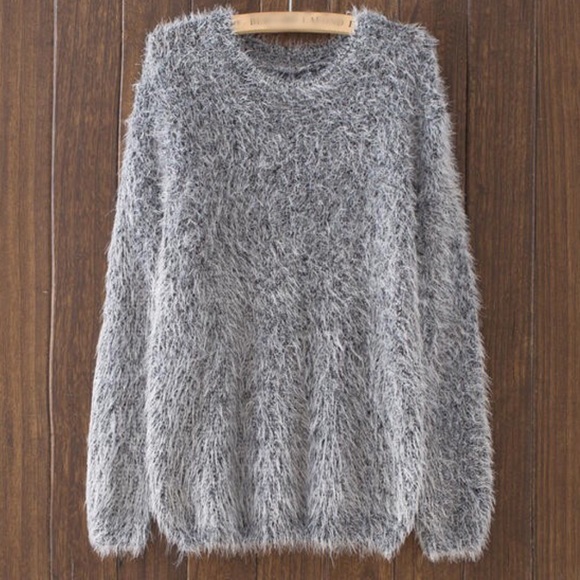 Feather Fury Soft Charcoal Fuzzy Sweater - Picture 6 of 7